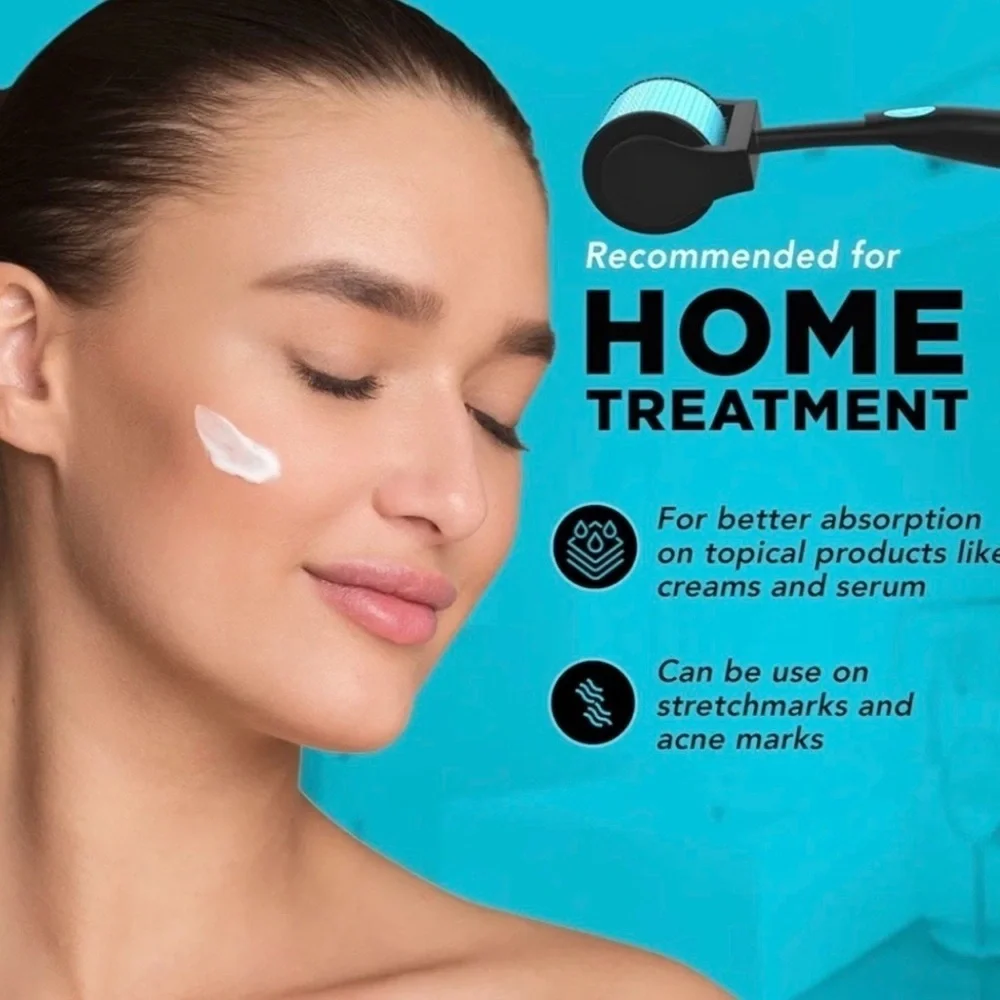 ZionMeBeauty Derma Roller - Black & Blue ~ Stimulates Natural Collagen